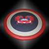 60" Custom Round table with custom Dyed playing surface. Red Faux Leather rail.